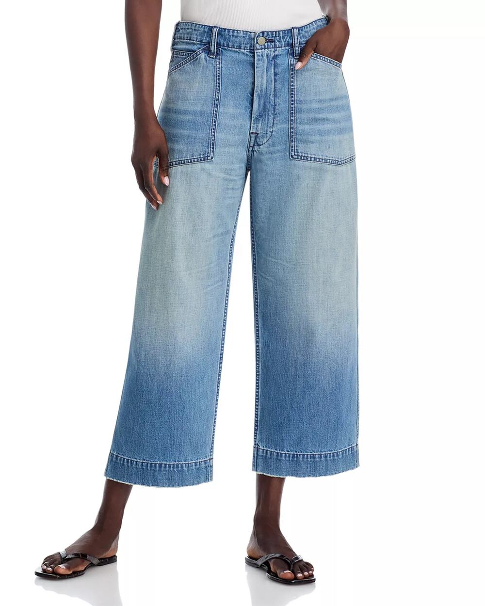 NWT Denimist Georgia High Rise Cropped Wide Leg Jeans Blue Size 25